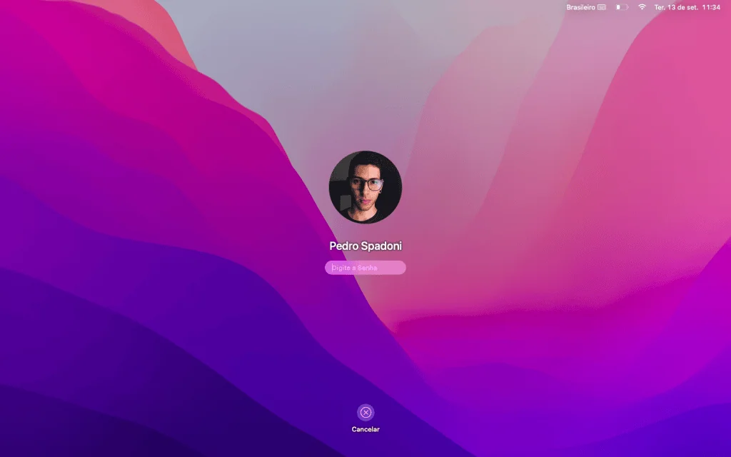 14 melhores configurações de segurança no mac Tela de login no macos com foto do usuário, nome e senha