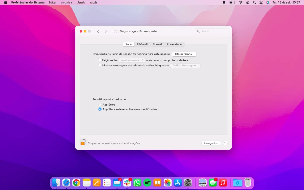 14 melhores configurações de segurança no mac Aba "geral" da janela de privacidade e segurança das preferências do sistema no macos