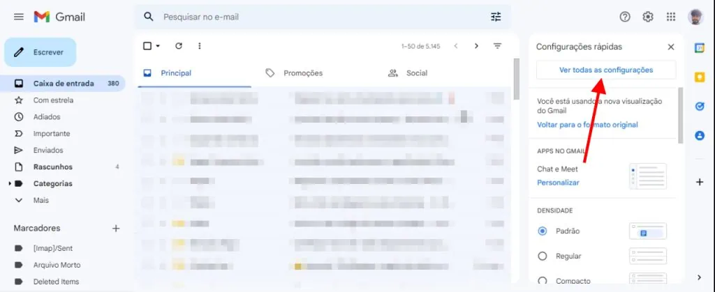 כיצד לרשום חשבונות דוא"ל אחרים ב-gmail כפתור לכניסה להגדרות Gmail