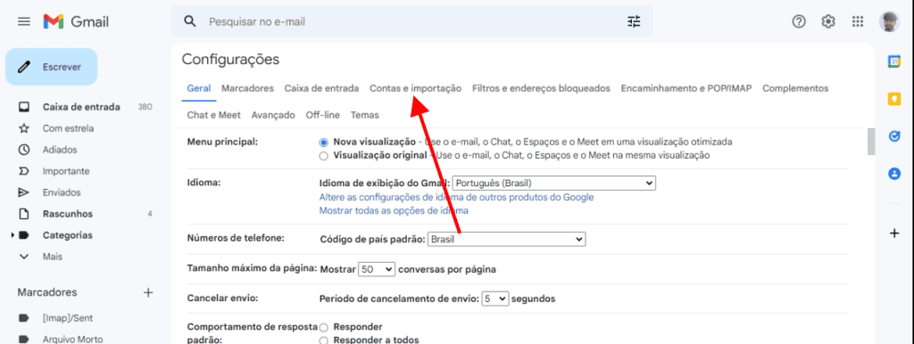 כיצד לרשום חשבונות דוא"ל אחרים ב-gmail כרטיסייה להוספת חשבונות דוא"ל אחרים