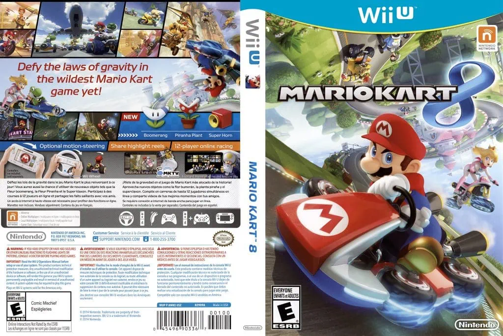 Historien om Mario Kart Fram- och baksidan av mario kart 8 på wii u.