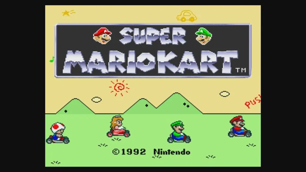 Historien om Mario Kart super mario kart logotyp