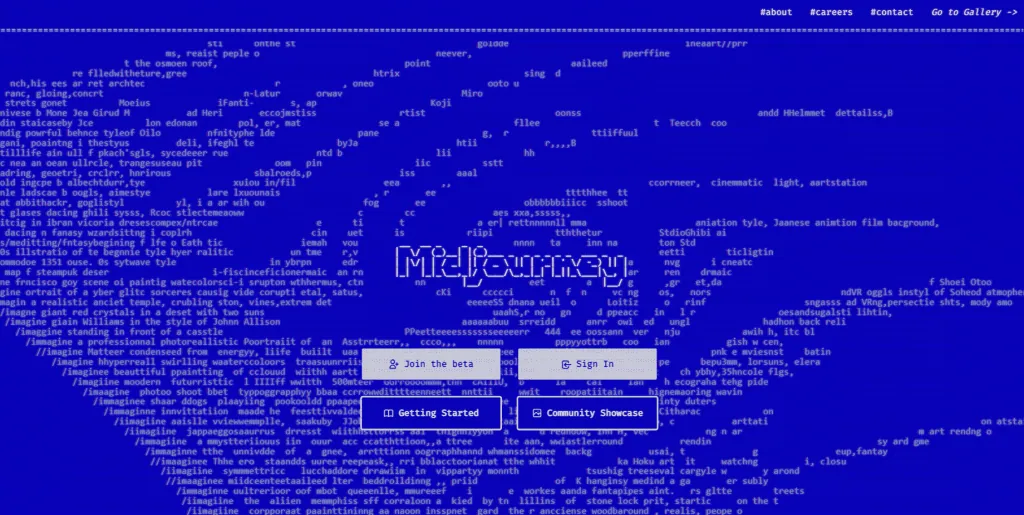 Homem ganha competição de artes com ia geradora de imagem Página inicial do midjourney. Reprodução: lucas gomes, showmetech