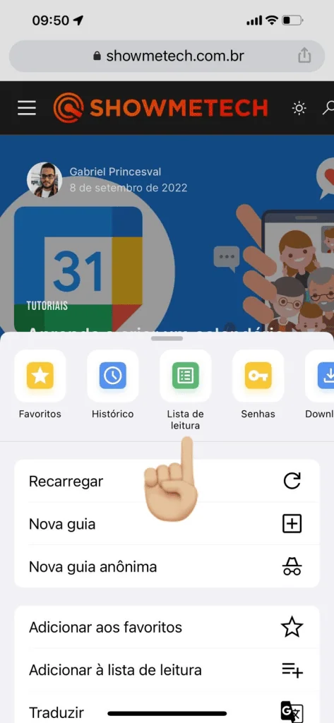 如何将网页保存在 iPhone 和 iPad 上以供离线查看 关于如何通过 google chrome 在 iphone 上保存网页的教程:步骤 3。回放:lucas gomes,showmetech