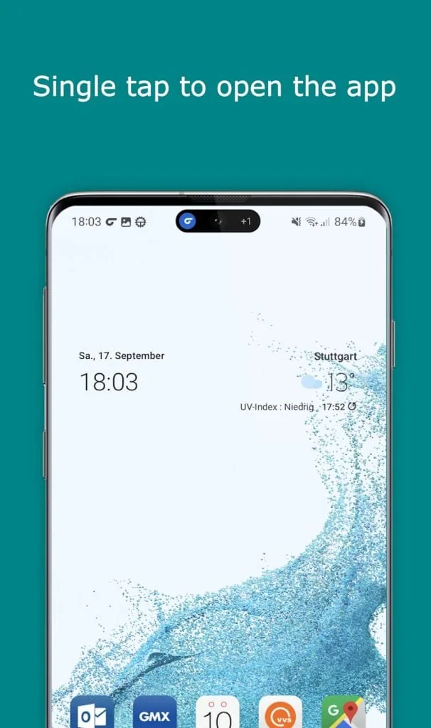 Como instalar a ilha dinâmica no android Tela de smartphone mostrando passo a passo para instalar ilha dinâmica no android.