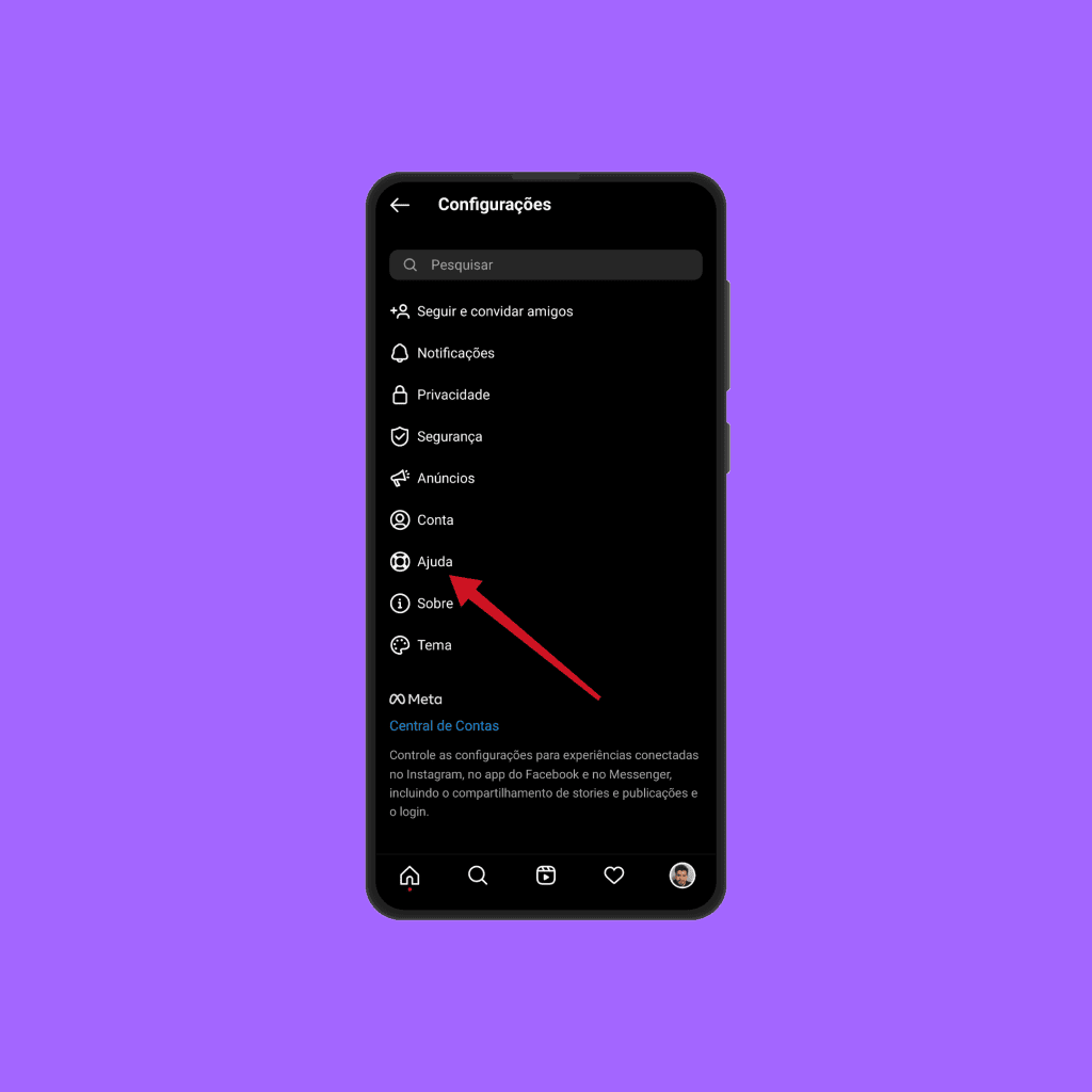 Instagram'daki raporların durumu nasıl kontrol edilir Instagram'daki raporları kontrol etmek için yardım sekmesine gidin
