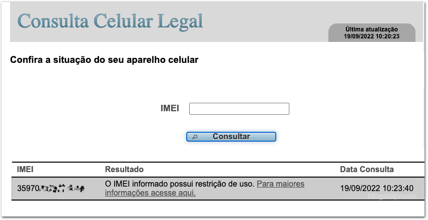 Clientes relatam problemas com iphone 14 comprado nos eua Captura de tela do site da anatel sobre bloqueio de iphone 14 importado