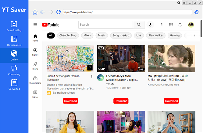 youtube downloader with built-in browser