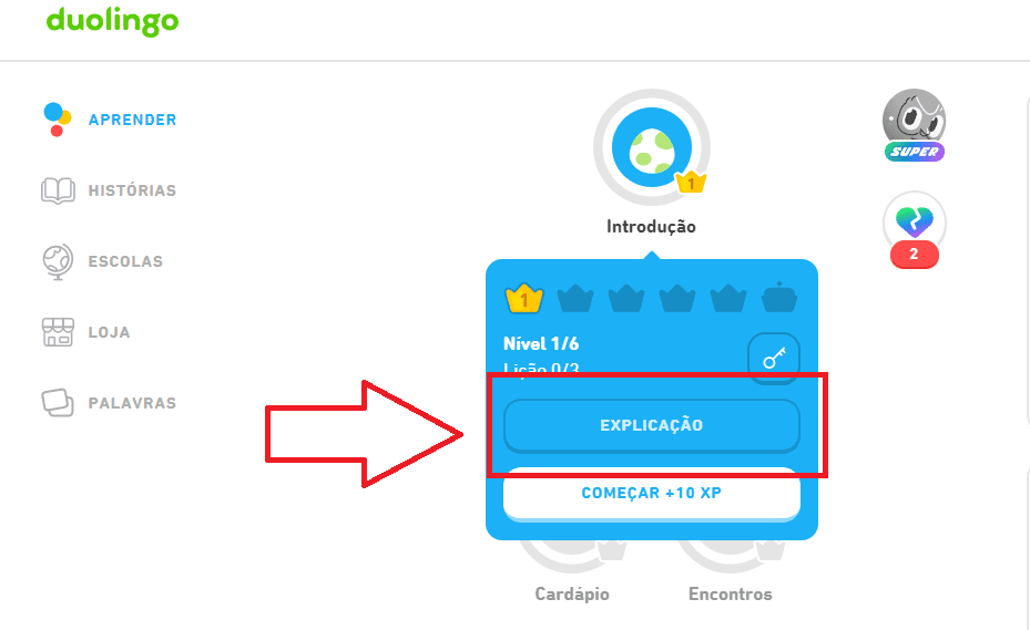 Aprenda idiomas de forma divertida e eficaz com o duolingo Use a opção "explicação"