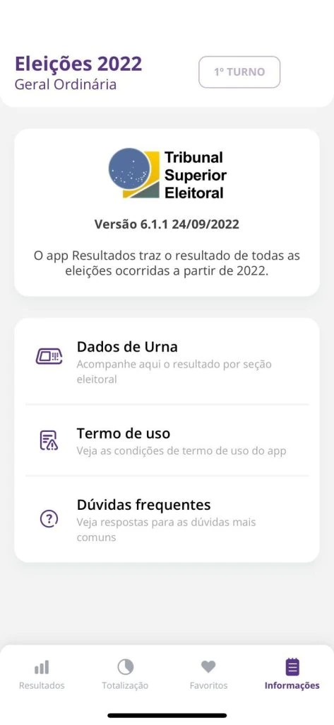 Como conferir o resultado da votação | eleições 2022 Demais funções inclusas no aplicativo resultados, além de apenas conferir a quantidade e porcentagem de votos dos candidatos. Reprodução: lucas gomes, showmetech
