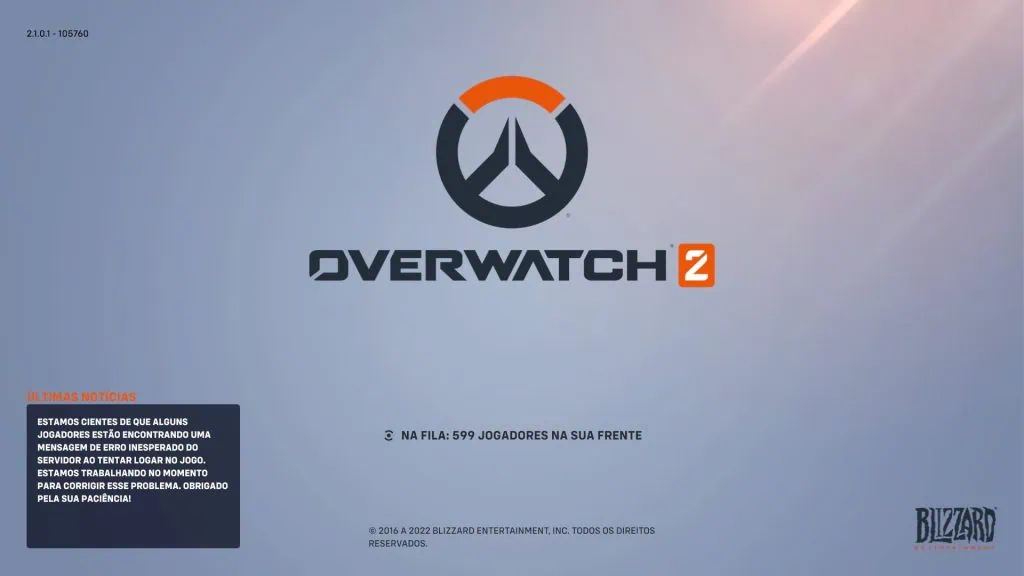 Layar pemuatan Overwatch 2 dengan antrean untuk bergabung