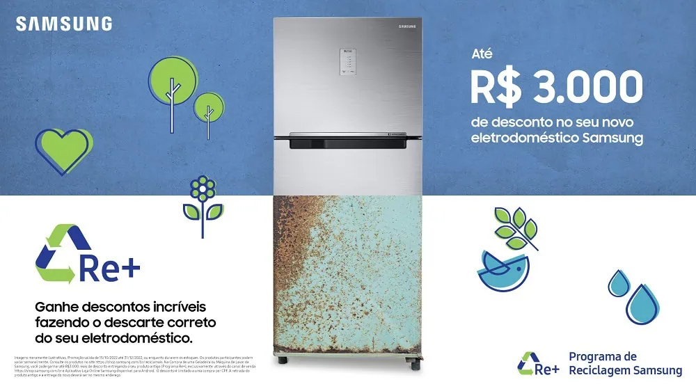 Re+, da samsung, oferece descontos de até r$ 3 mil em eletrodomésticos Programa re+ da samsung para descontos em eletrodomésticos