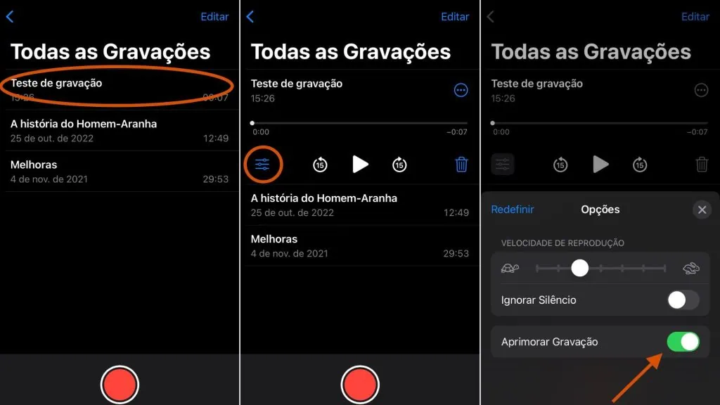 iPhone에서 전화 통화를 녹음하는 방법 iPhone에서 전화 통화를 녹음하는 방법을 보여주는 iPhone 녹음기 앱의 스크린샷이 포함된 몽타주
