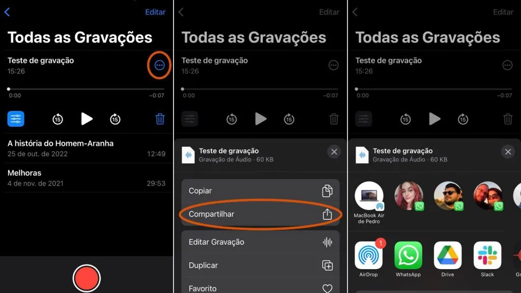 iPhone에서 전화 통화를 녹음하는 방법 iPhone에서 전화 통화를 녹음하는 방법을 보여주는 iPhone 녹음기 앱의 스크린샷이 포함된 몽타주