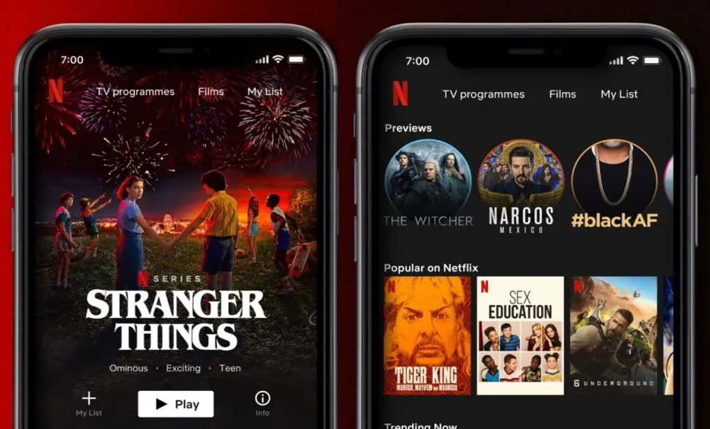 Os melhores apps para iphone (ios) em 2023 Iphones com o aplicativo da netflix aberto