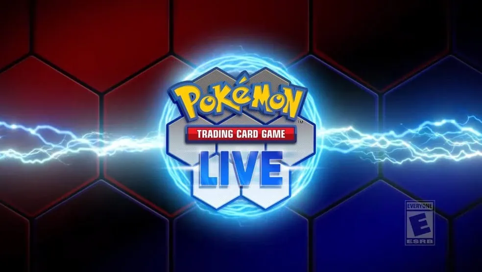 תמונה ראשית של הלוגו של פוקימון TCG Live, הכוללת אלמנט של אנרגיה חשמלית ורקע משושה.