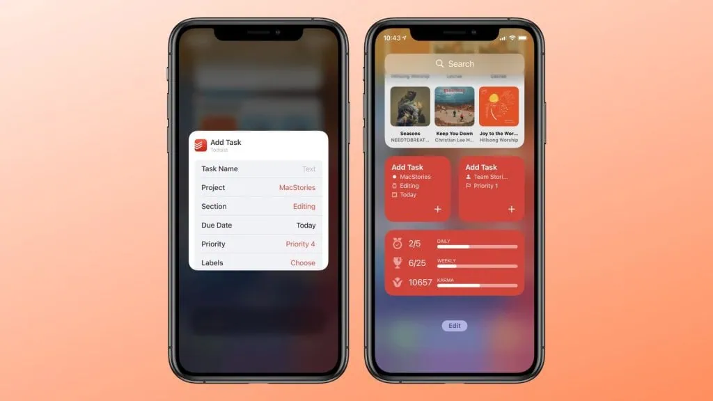 Os melhores apps para iphone (ios) em 2023 Montagem de iphones com o aplicativo tudoist aberto em telas diferentes