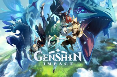 Imagens vibrantes de personagens de genshin impact com dragão gigante, excelente para fãs do jogo.