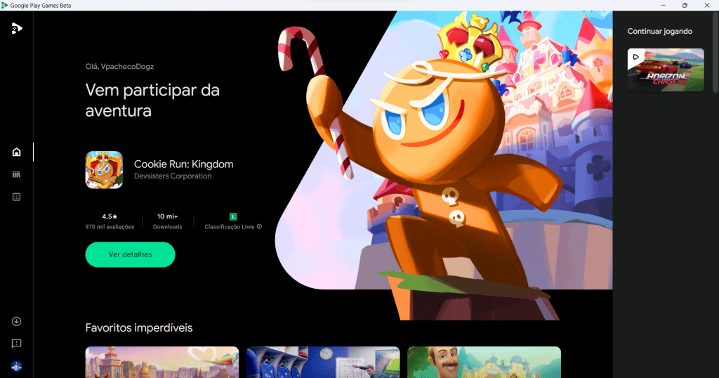 Google play games para pc chega ao brasil com mais de 40 jogos Tela inicial do google play games para pc
