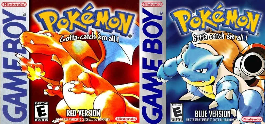 ゲームボーイ用のリザードンとカメックスをフィーチャーした任天堂ポケモンカードゲーム。