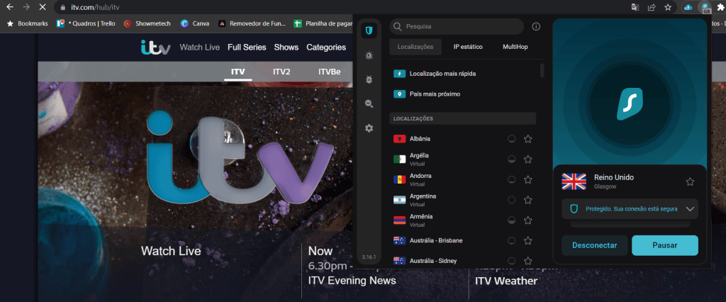 Conheça o surfshark, antivírus com vpn e proteção de dados Vpn da surfshark ativada em site do reino unido