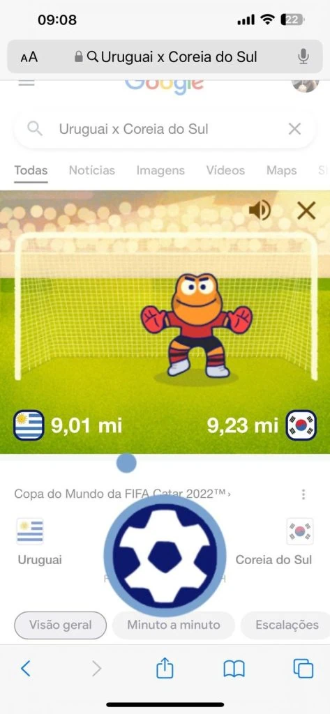 Minigame da copa do mundo no google está disponível para ios e android Jogo de futebol interativo do google disponível para ios e android, com personagem divertido e opções de acompanhamento do mundial.