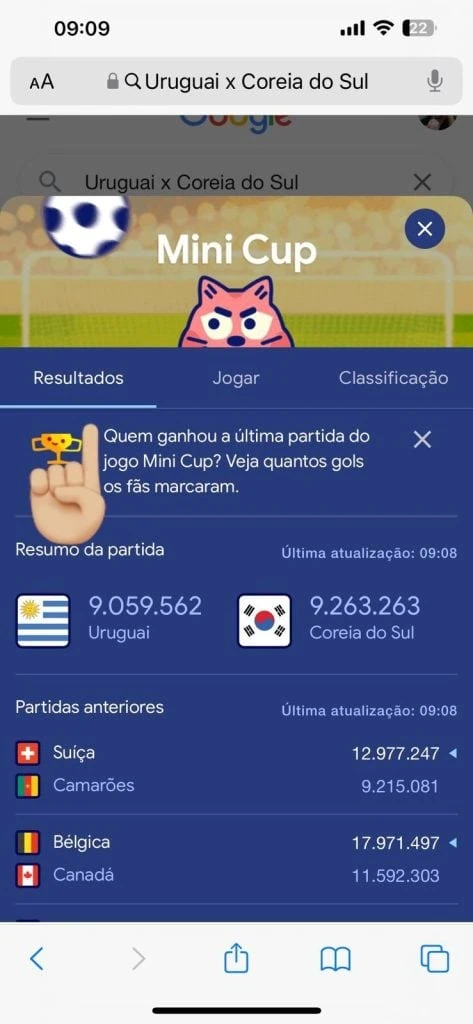 Minigame da copa do mundo no google está disponível para ios e android Mini copa do google disponível para ios e android na copa do mundo.