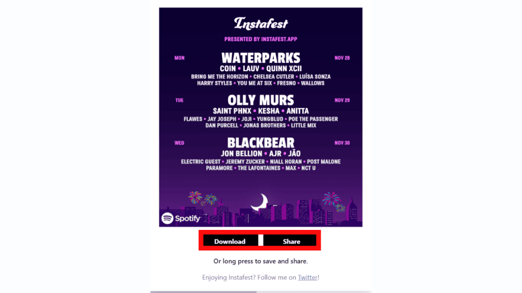 Crie seu lineup de festival na retrospectiva do spotify Página inicial do site instafest
