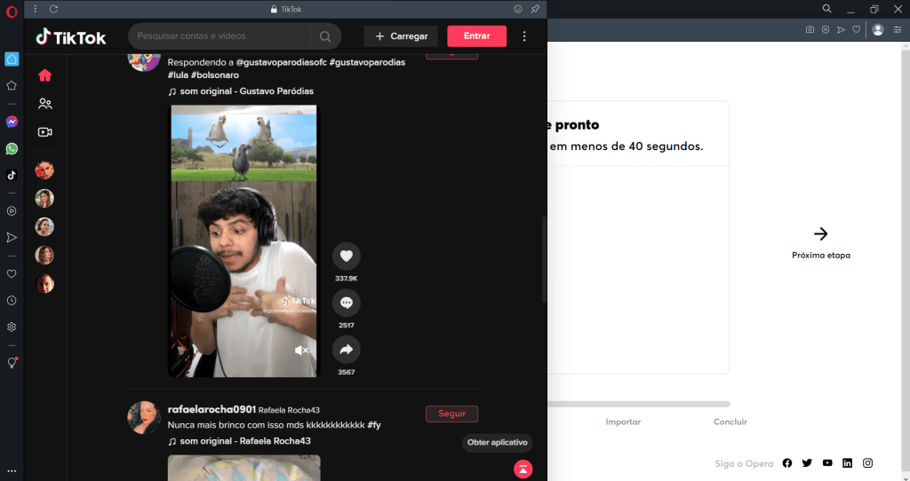 Opera é o 1º navegador com tiktok integrado Uso do opera, primeiro navegador com tiktok