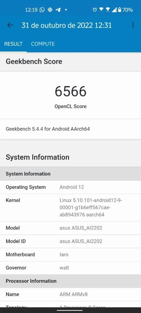 Review: asus zenfone 9 Resultado do benchmark de gpu no geekbench no zenfone 9