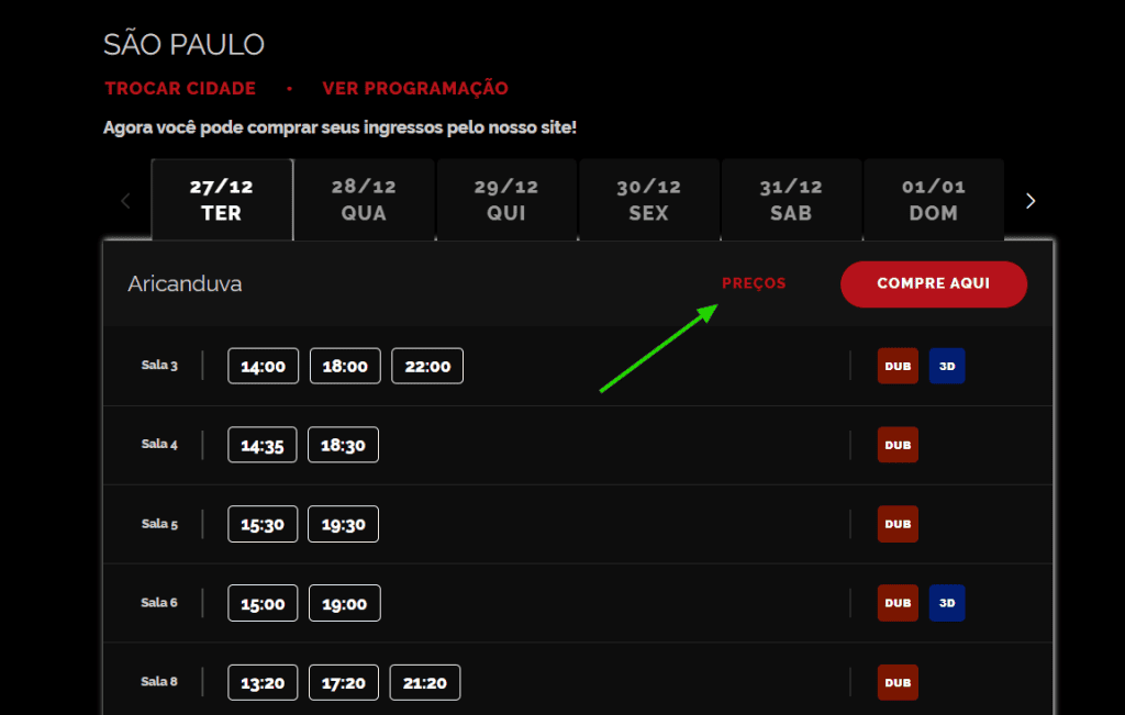 Wo kann man Kinokarten in São Paulo kaufen Avatar-Filmplan bei Cinemark Aricanduva
