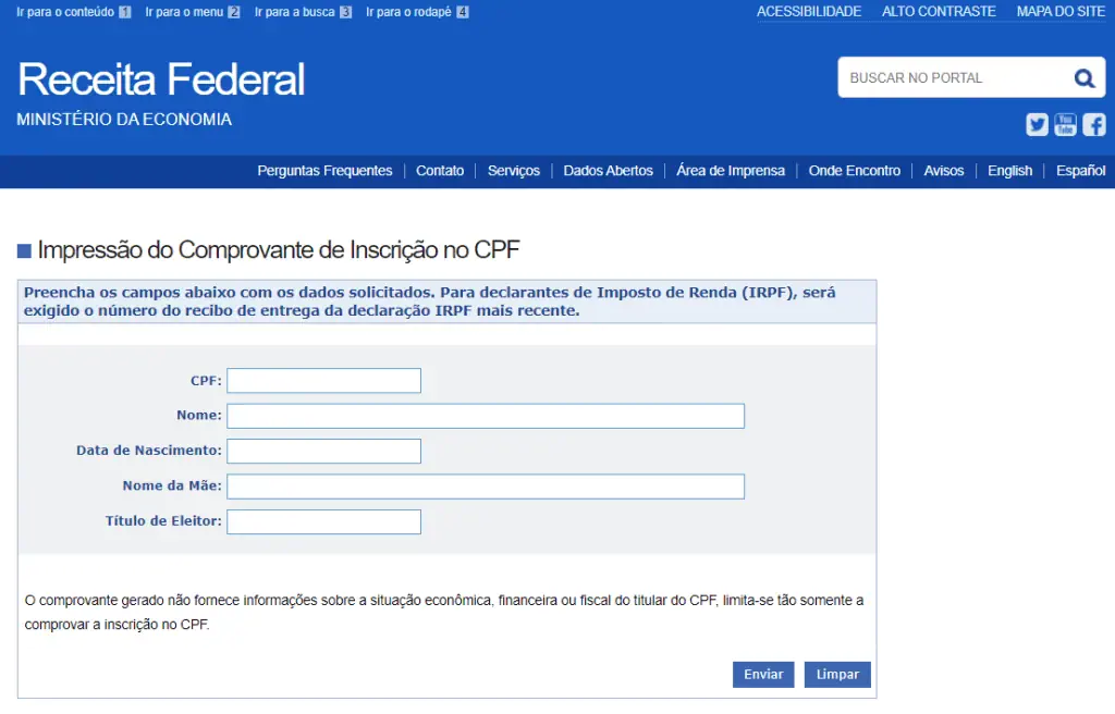 Como emitir o cpf online (1ª e 2ª via) Portal de emissão de segunda via do cpf da receita federal