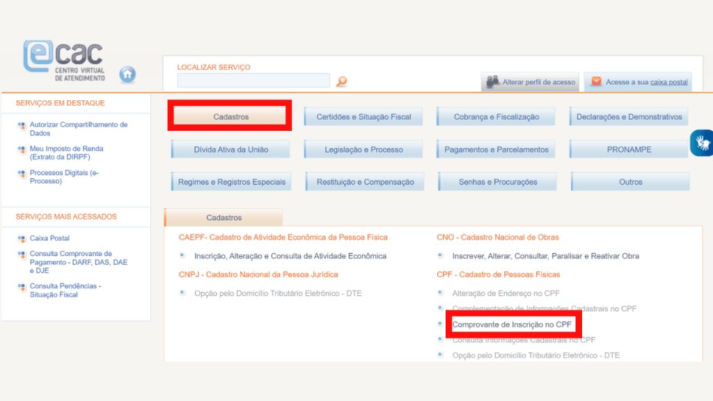 Como emitir o cpf online (1ª e 2ª via) Portal e-cac sendo utilizado para emissão de segunda via do cpf