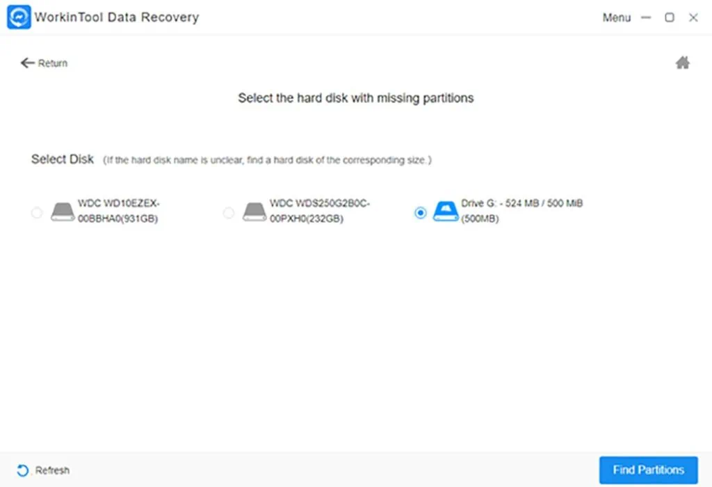 Como recuperar arquivos de uma partição corrompida do hd Imagem do workintool data recovery