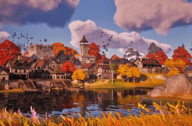 Imagem de um cenário de fortnite com gráficos em 4k, mostrando detalhes impressionantes com a potência da rtx 4090.
