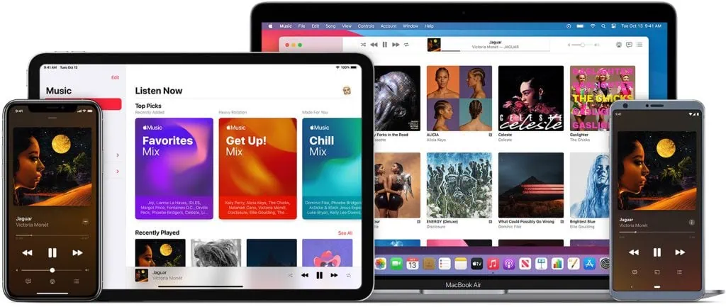 Spotify x apple music x youtube music: qual o melhor serviço de música? Aplicativo do apple music rodando em diversos aparelhos apple