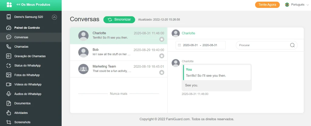 如何监控您的孩子 whatsapp famiguard 控制面板监控 whatsapp
