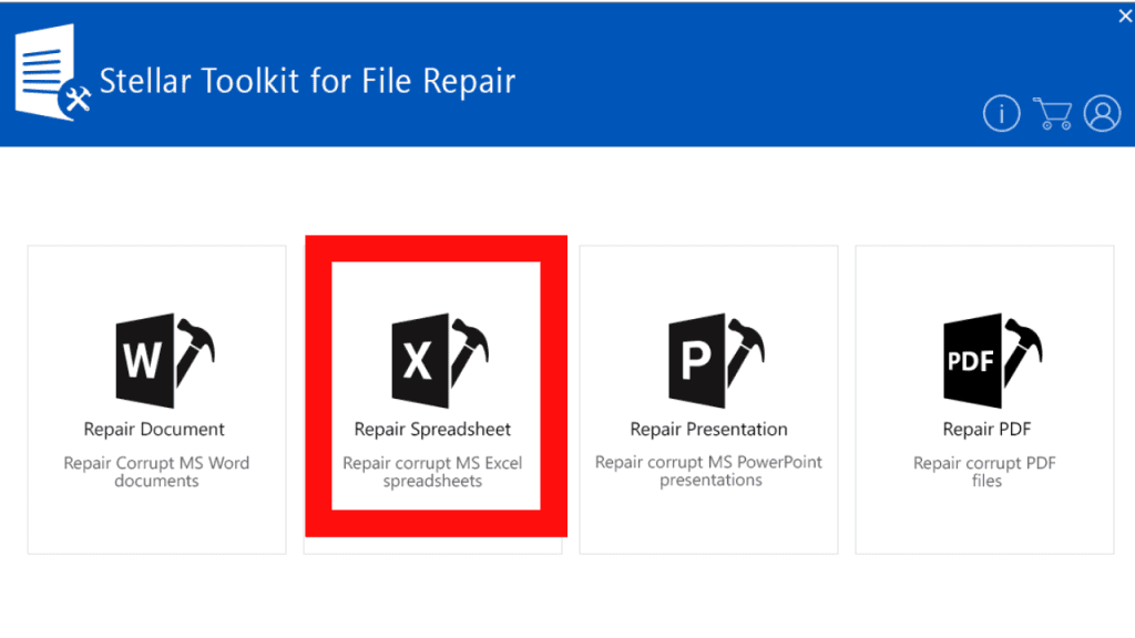 如何修复 word、excel、powerpoint 和 pdf 文件 修复损坏的 Stellar 工具包电子表格的选项