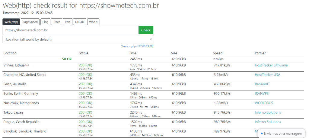 Site fora do ar? Veja ferramentas para realizar checagem online Captura de tela do site host tracker para checar se um site caiu