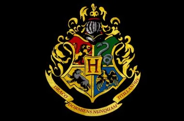 Escudo das casas de hogwarts com símbolos e cores distintas para cada uma.