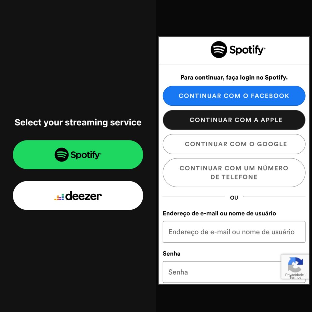 Como usar o app kiwi, o "be real de música" Tela de conexão com serviços de streaming de música do app kiwi