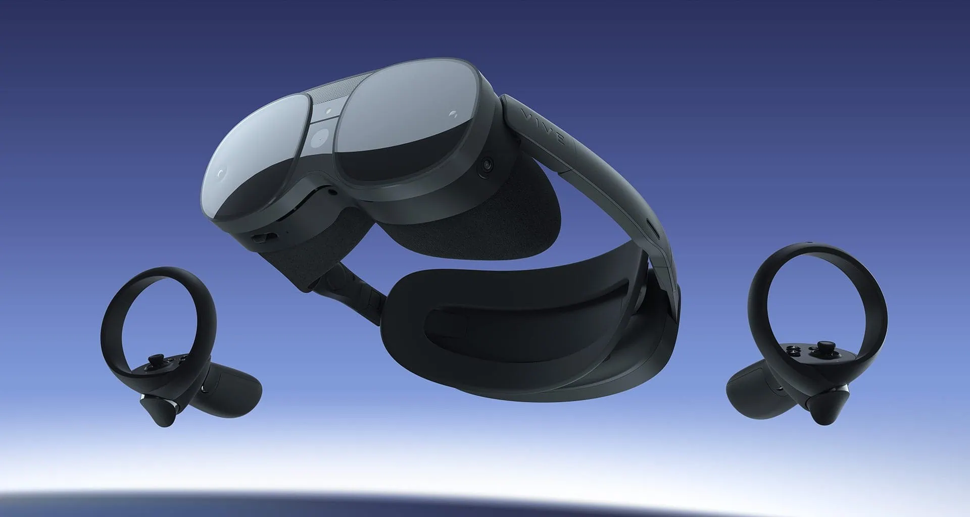 VR Vive XR Elite Headset mit 4K-Auflösung und Bewegungscontrollern für fortschrittliche virtuelle Realität.