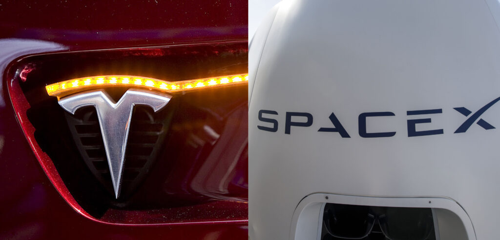 Elon musk é a 1ª pessoa do mundo a perder us$ 200 bilhões Logos da tesla e spacex