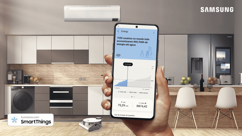 Monitoramento inteligente de energia samsung.