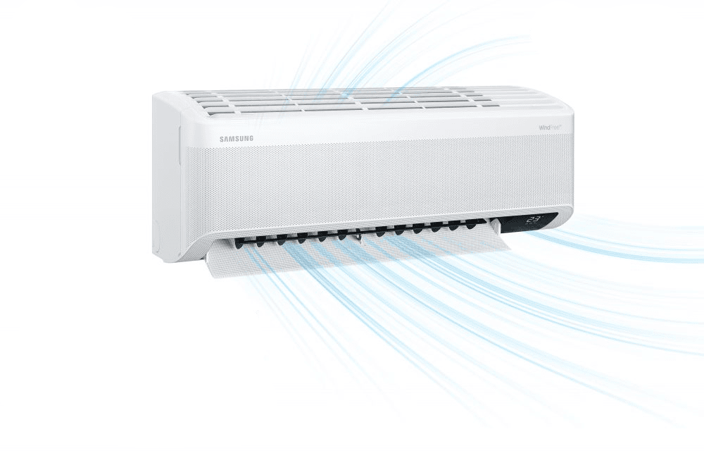 Ar-condicionado samsung com tecnologia inverter de alta eficiência e baixo consumo de energia.