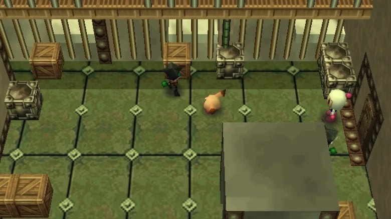 Jogo clássico de nintendo 64 com gráficos pixelados e personagens únicos.