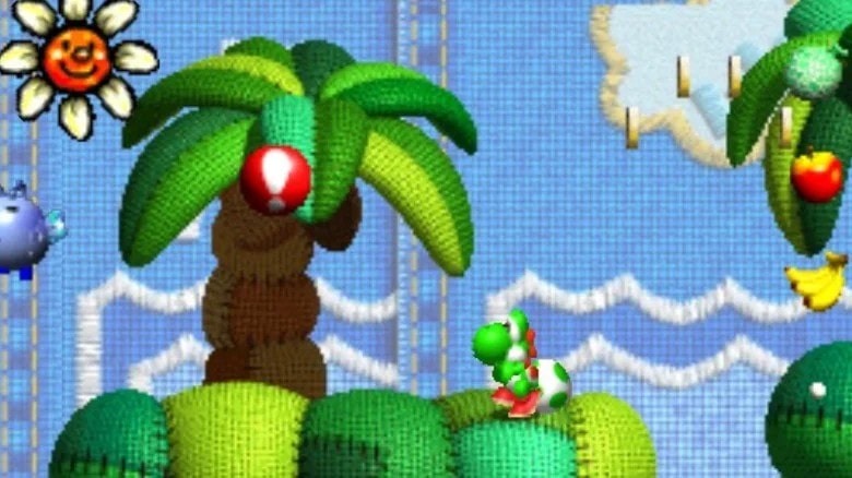 Yoshi em mundo pixelado do nintendo 64.