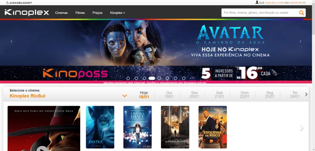 Wo kann man Kinokarten in São Paulo kaufen Kinoplex-Startbildschirm