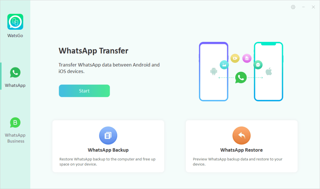 Itoolab watsgo: como transferir o whatsapp para outro celular Tela inicial para transferir o whatsapp com o itoolab watsgo