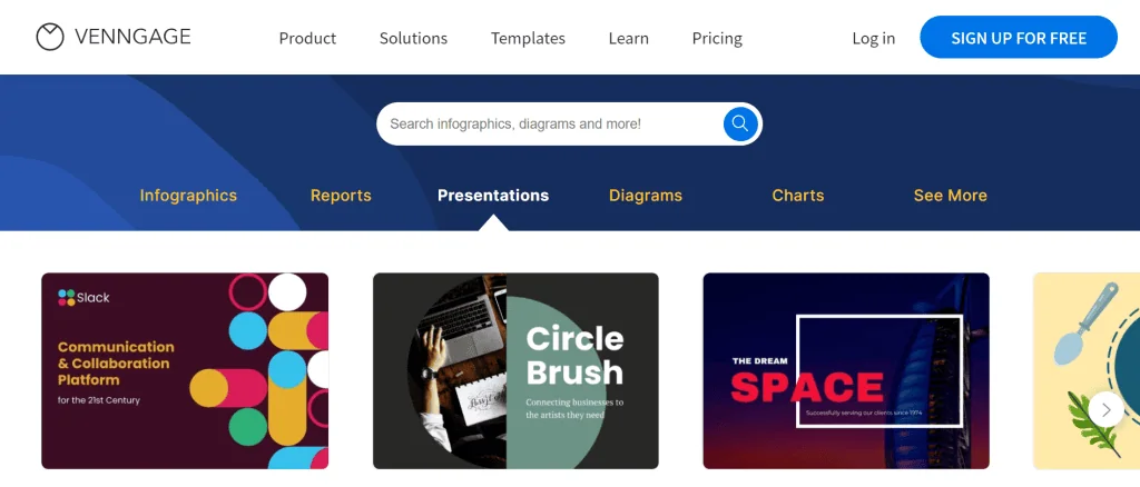 8 ferramentas para criar apresentações com inteligência artificial Consolidada na área de infográficos, venngage inova com ai